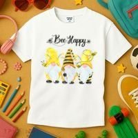 Bee Happy Bee Gnome Spring Kids T-Shirt thumb 3