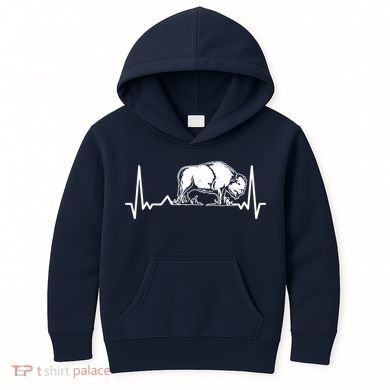Bison Heartbeat Buffalo Kids Hoodie