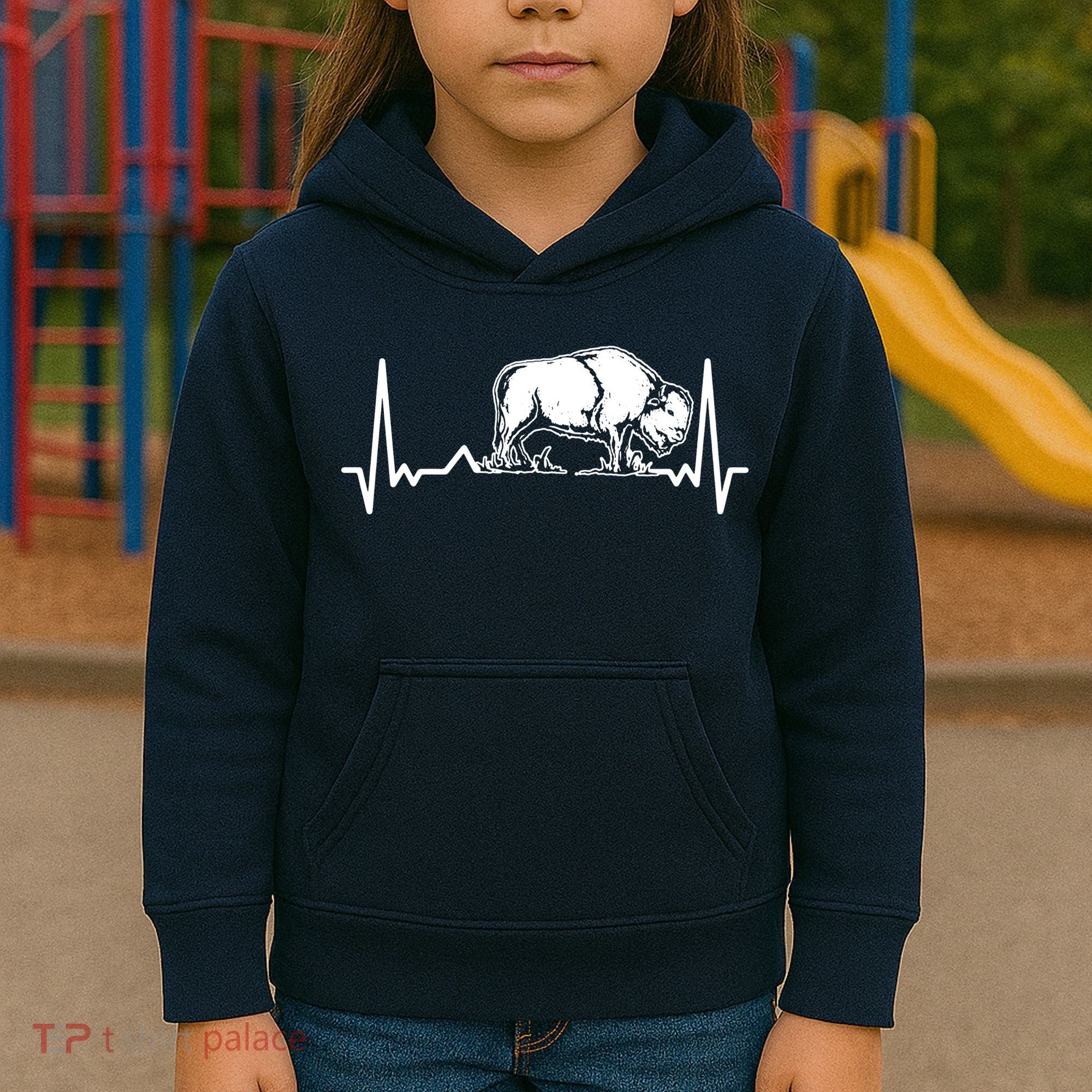 Bison Heartbeat Buffalo Kids Hoodie