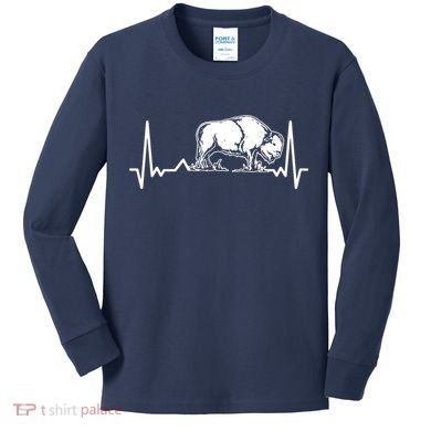Bison Heartbeat Buffalo Kids Long Sleeve Shirt