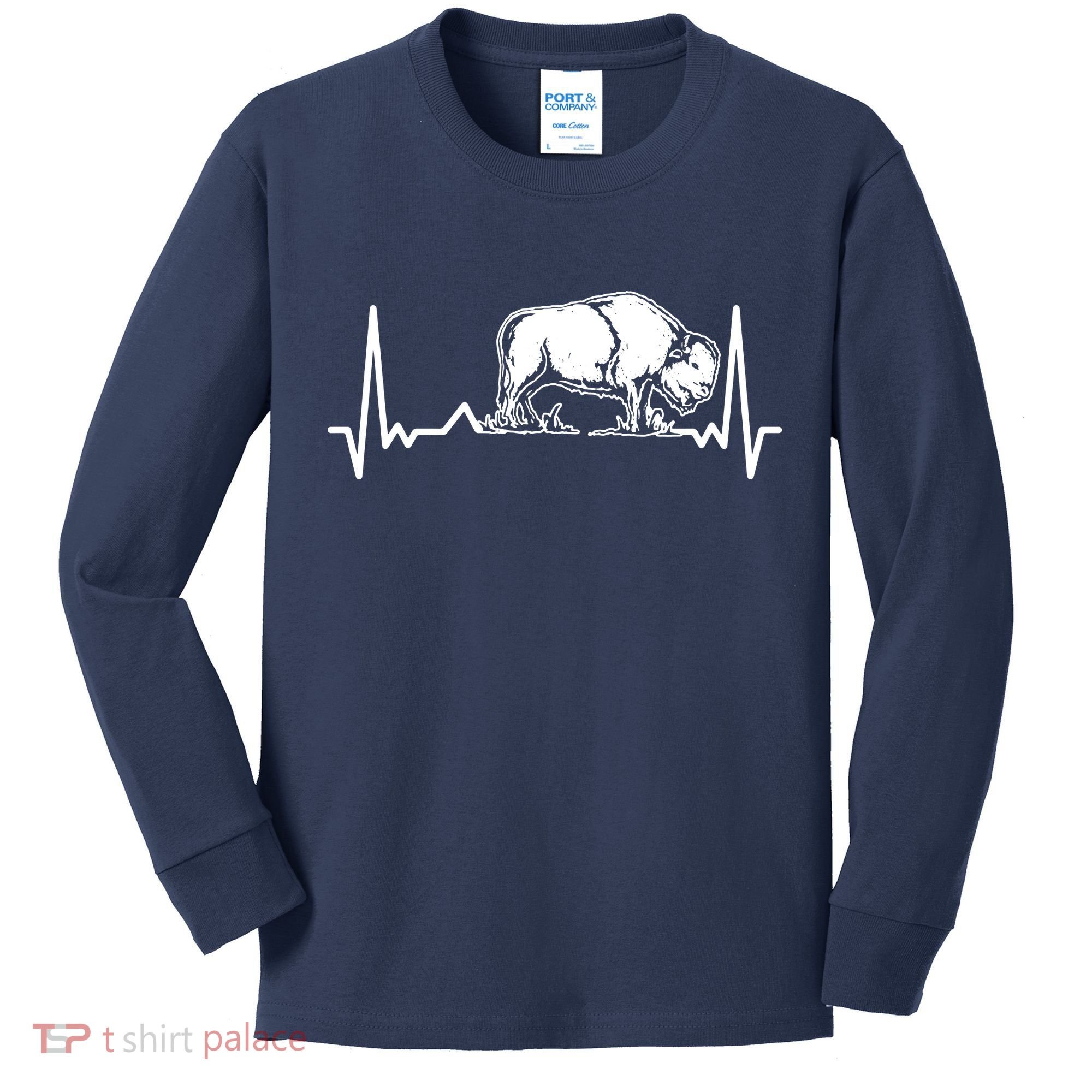 Bison Heartbeat Buffalo Kids Long Sleeve Shirt