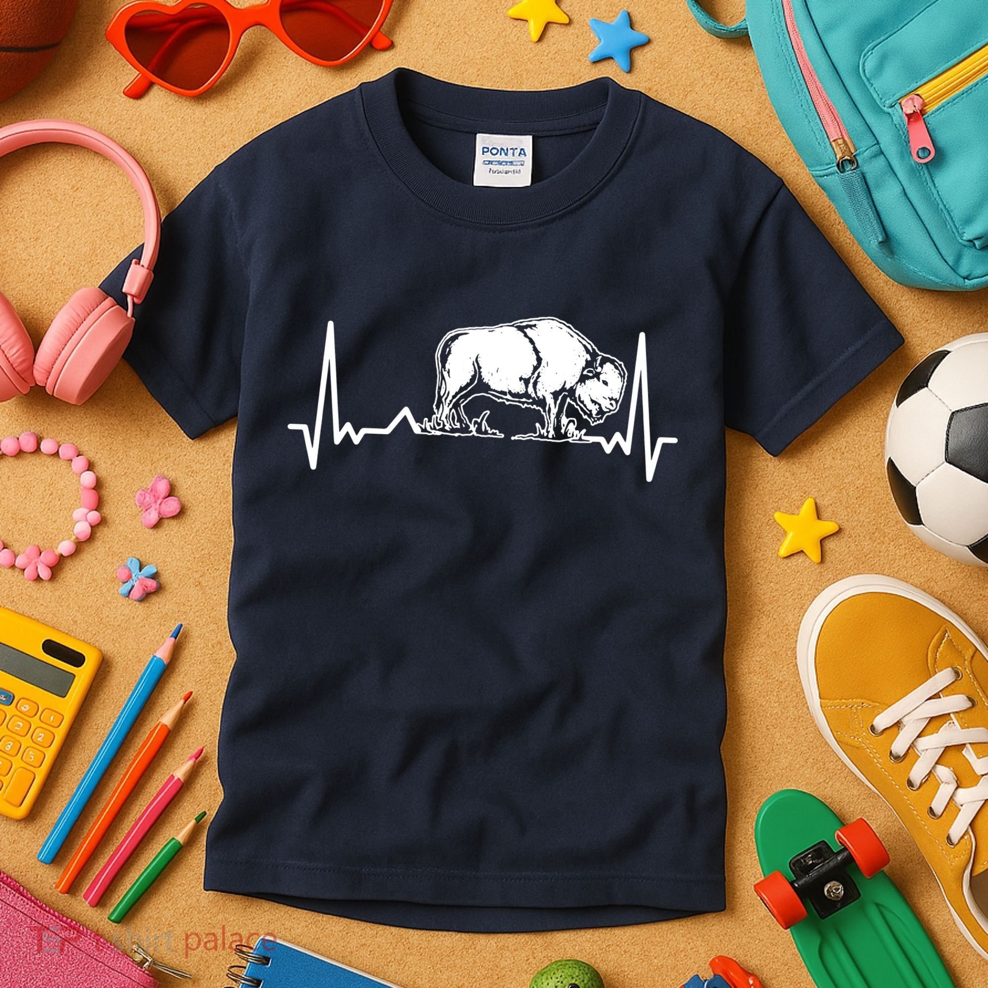 Bison Heartbeat Buffalo Kids T-Shirt