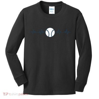 Baseball Heartbeat Kids Long Sleeve Shirt