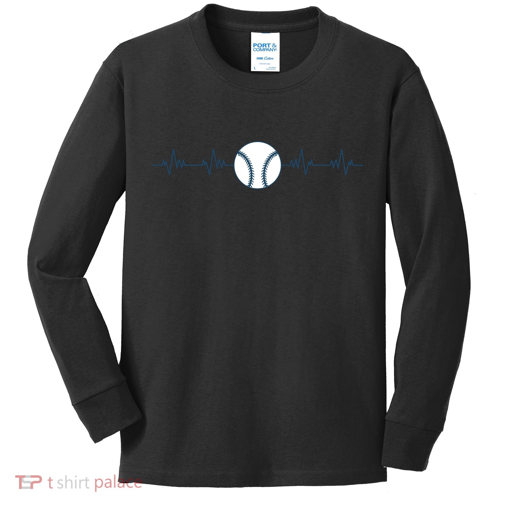 Baseball Heartbeat Kids Long Sleeve Shirt