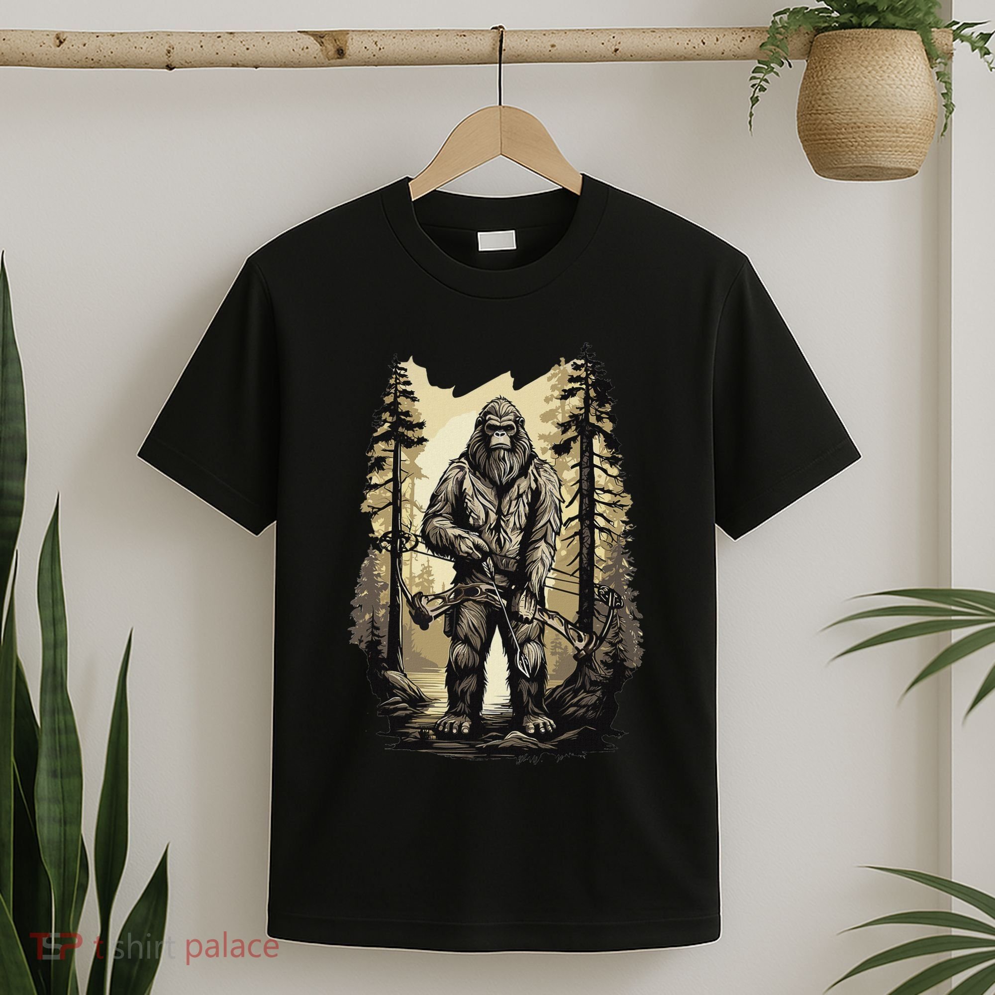 Bow Hunting Bigfoot Funny Bow Hunting Sasquatch Hunting T-Shirt