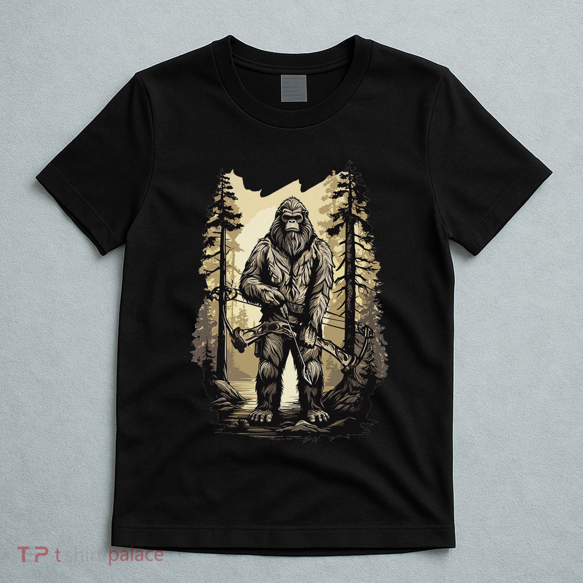 Bow Hunting Bigfoot Funny Bow Hunting Sasquatch Hunting T-Shirt