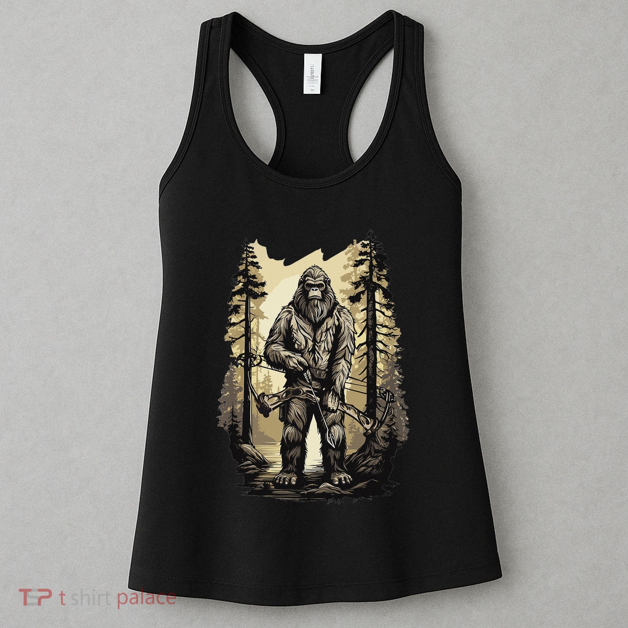 Bow Hunting Bigfoot Funny Bow Hunting Sasquatch Hunting Women's Tank Top