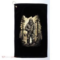Bow Hunting Bigfoot Funny Bow Hunting Sasquatch Hunting Golf Towel thumb 0