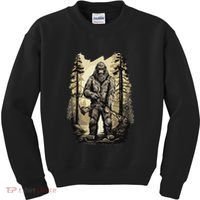 Bow Hunting Bigfoot Funny Bow Hunting Sasquatch Hunting Kids Sweatshirt thumb 0