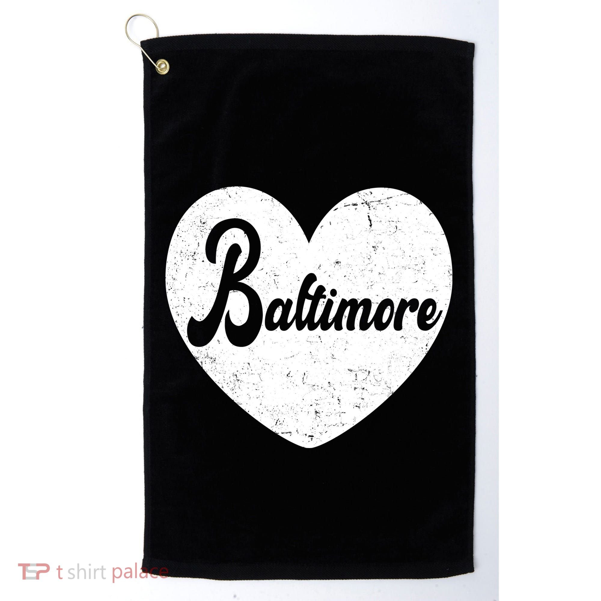 Baltimore Heart Baseball Sports Fan Golf Towel