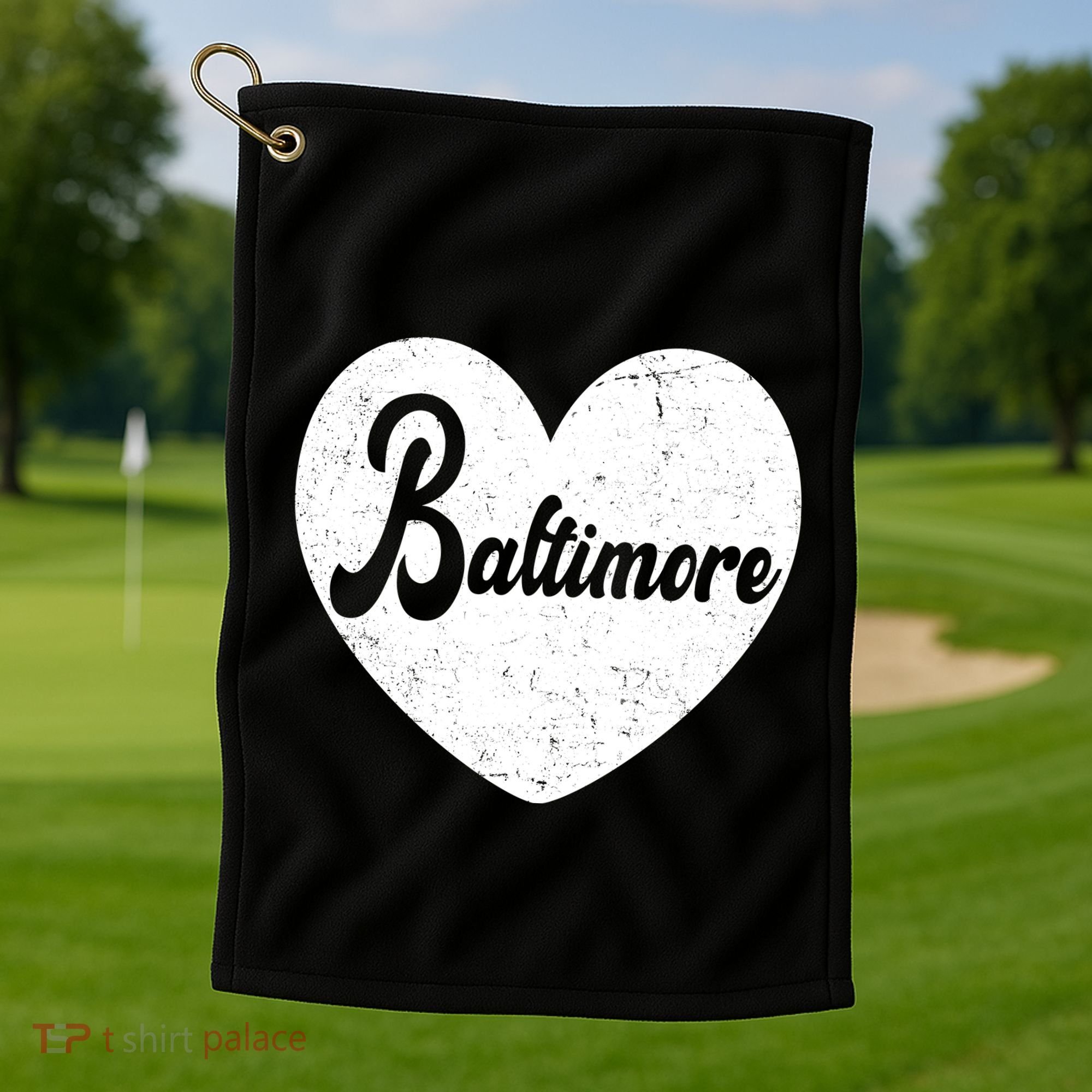 Baltimore Heart Baseball Sports Fan Golf Towel