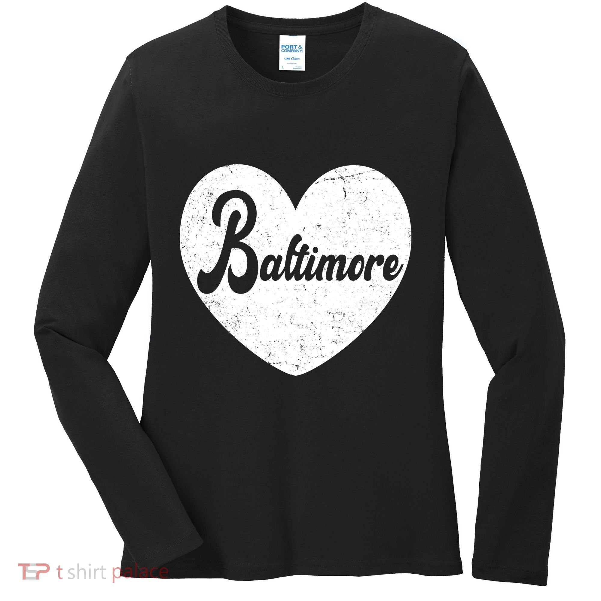 Baltimore Heart Baseball Sports Fan Women's Long Sleeve Shirt