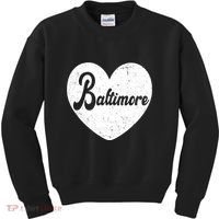 Baltimore Heart Baseball Sports Fan Kids Sweatshirt thumb 0