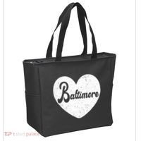 Baltimore Heart Baseball Sports Fan Tote Bag thumb 2