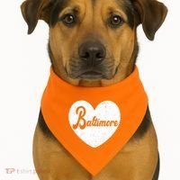 Baltimore Heart Baseball Sports Fan USA-Made Doggie Bandana thumb 1