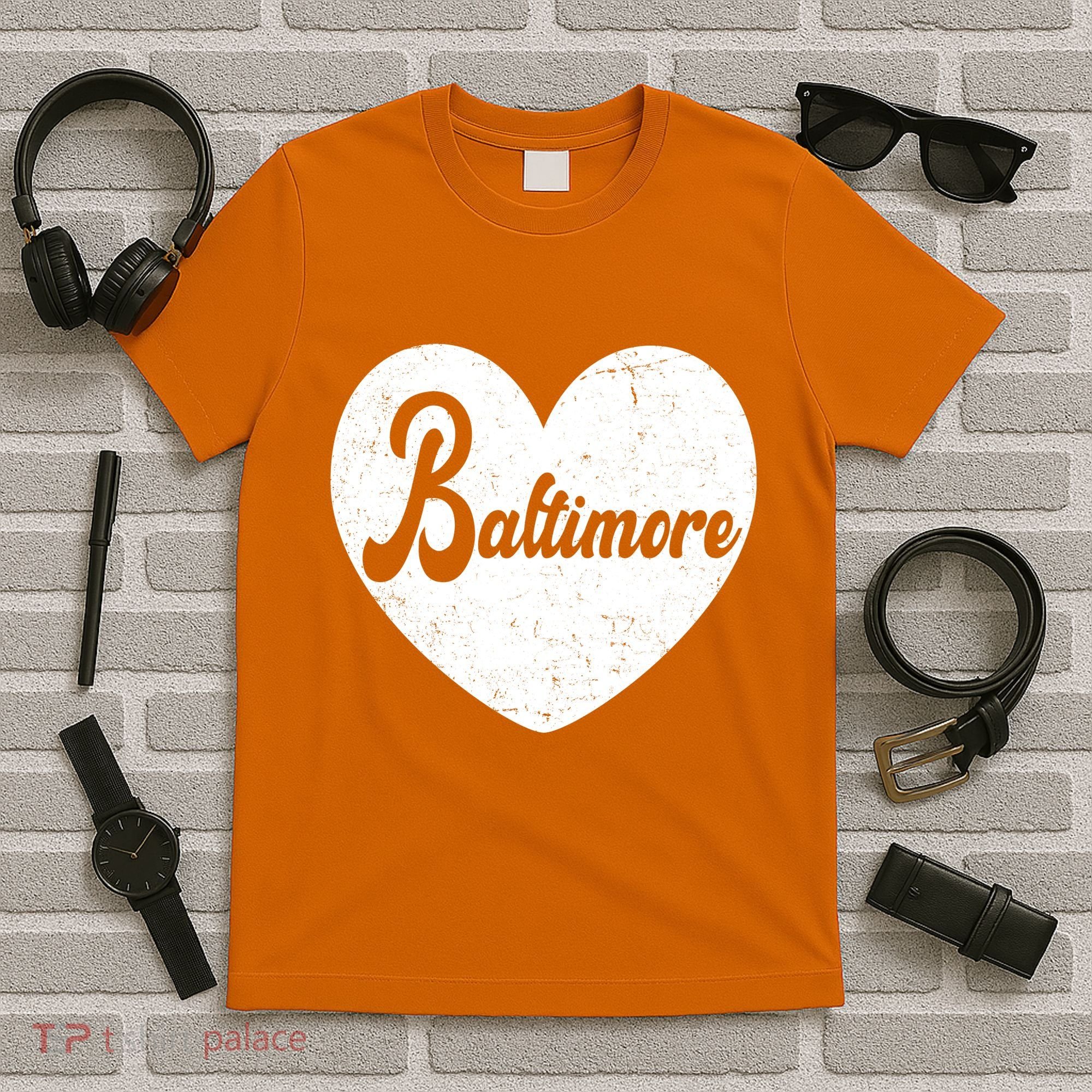 Baltimore Heart Baseball Sports Fan T-Shirt