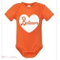 Baltimore Heart Baseball Sports Fan Baby Bodysuit thumb 0