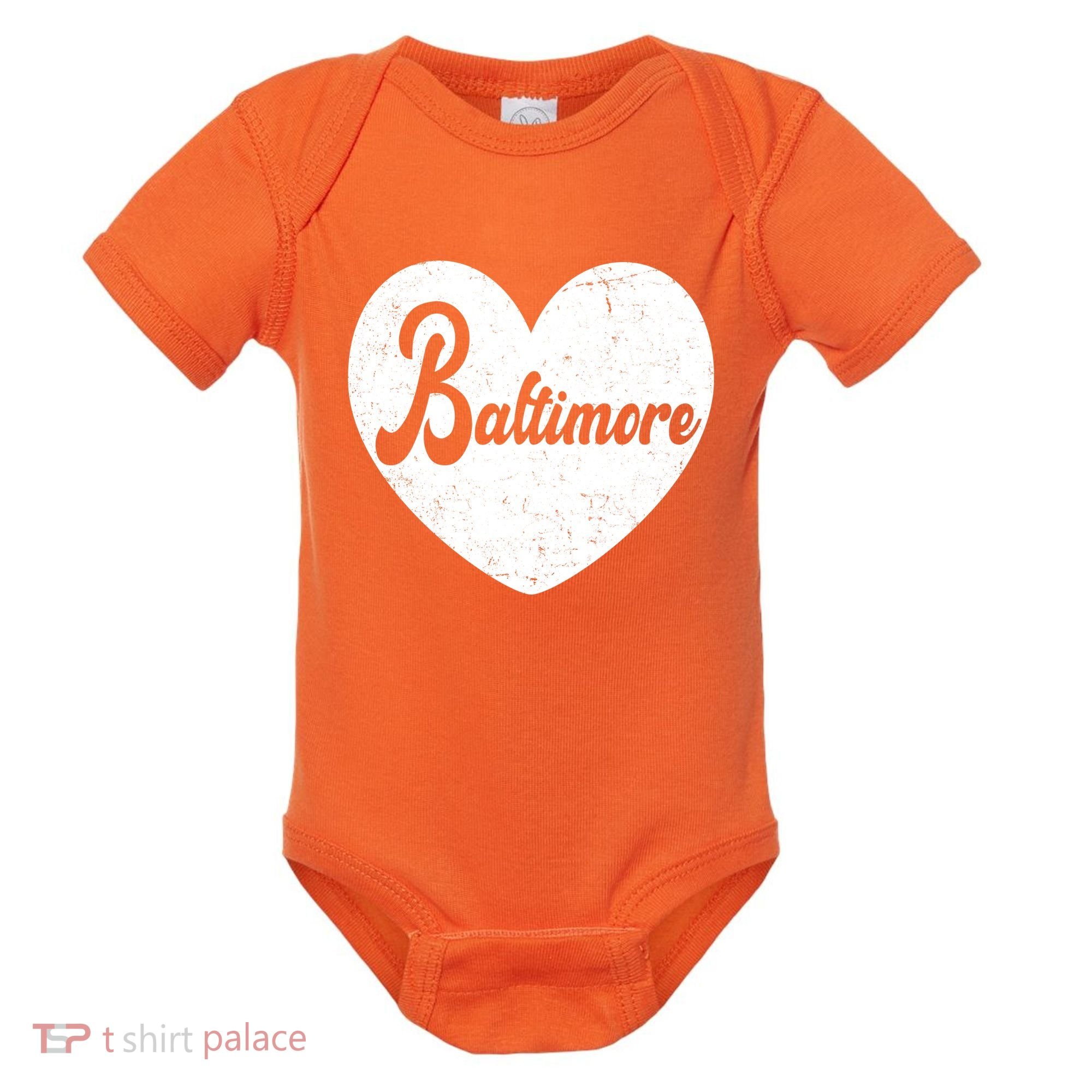Baltimore Heart Baseball Sports Fan Baby Bodysuit