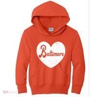 Baltimore Heart Baseball Sports Fan Kids Hoodie thumb 0
