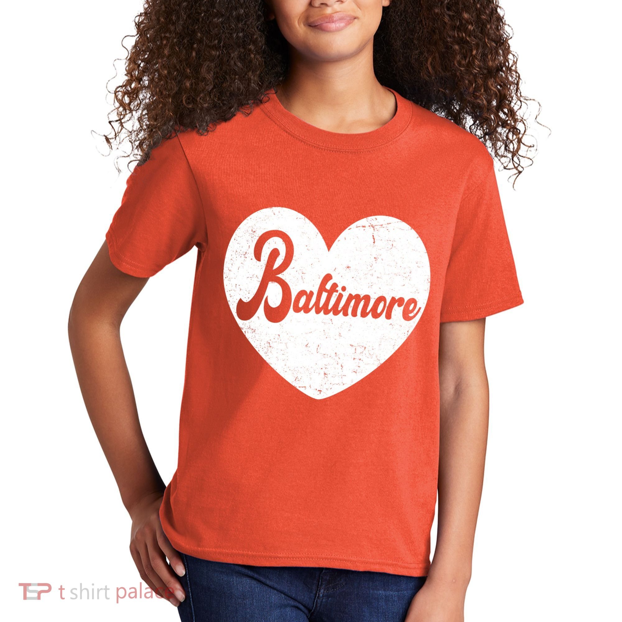Baltimore Heart Baseball Sports Fan Kids T-Shirt