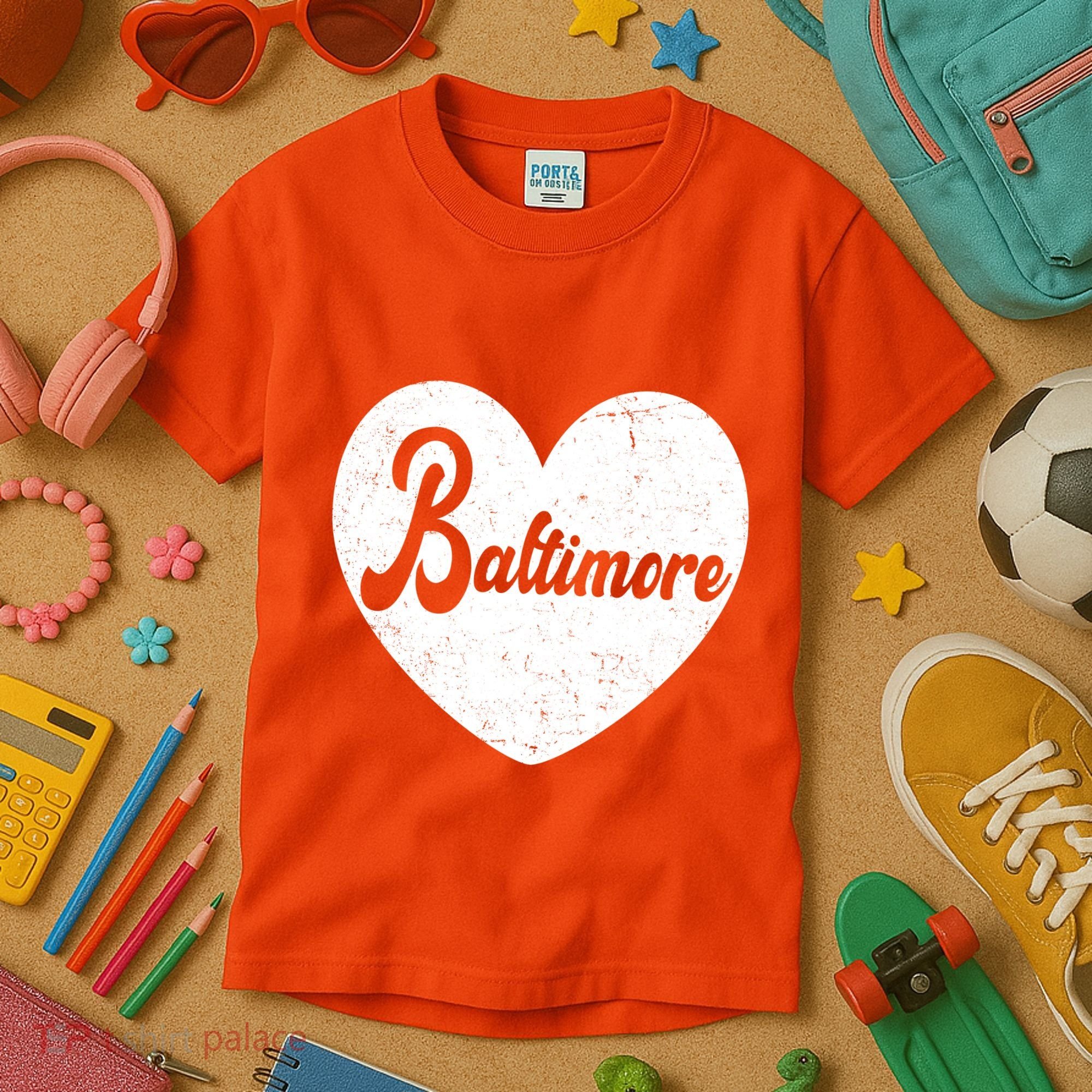 Baltimore Heart Baseball Sports Fan Kids T-Shirt