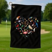 Bird Heart Birding BirdWatching Birder Bird Watcher Golf Towel thumb 1