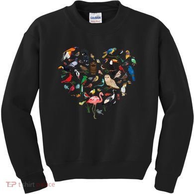 Bird Heart Birding BirdWatching Birder Bird Watcher Kids Sweatshirt