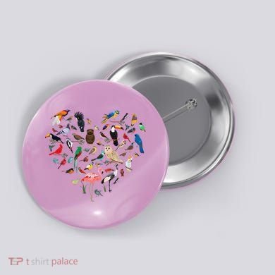 Bird Heart Birding BirdWatching Birder Bird Watcher Button