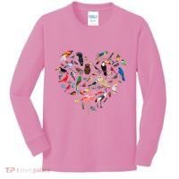 Bird Heart Birding BirdWatching Birder Bird Watcher Kids Long Sleeve Shirt thumb 0