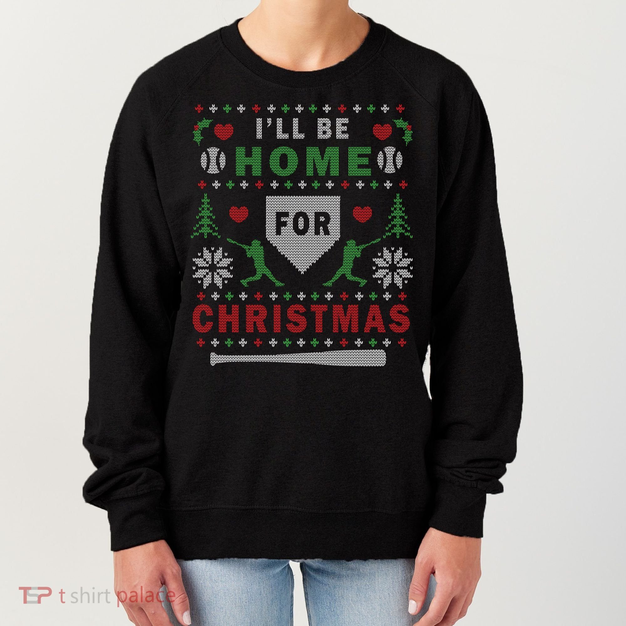 Be Home Baseball Ugly Christmas Sweater Pattern Gift Women's Sweatshirt