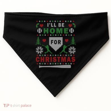 Be Home Baseball Ugly Christmas Sweater Pattern Gift USA-Made Doggie Bandana