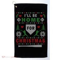Be Home Baseball Ugly Christmas Sweater Pattern Gift Golf Towel thumb 0