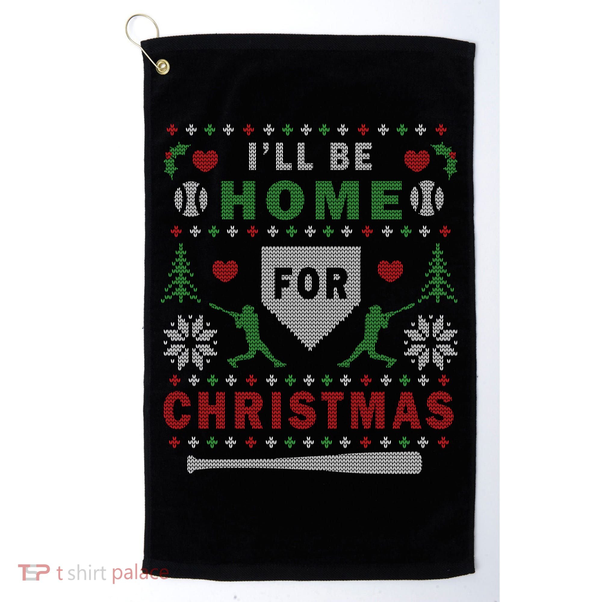 Be Home Baseball Ugly Christmas Sweater Pattern Gift Golf Towel