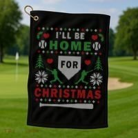 Be Home Baseball Ugly Christmas Sweater Pattern Gift Golf Towel thumb 1