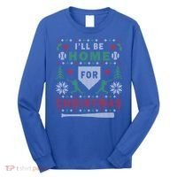 Be Home Baseball Ugly Christmas Sweater Pattern Gift Long Sleeve Shirt thumb 0