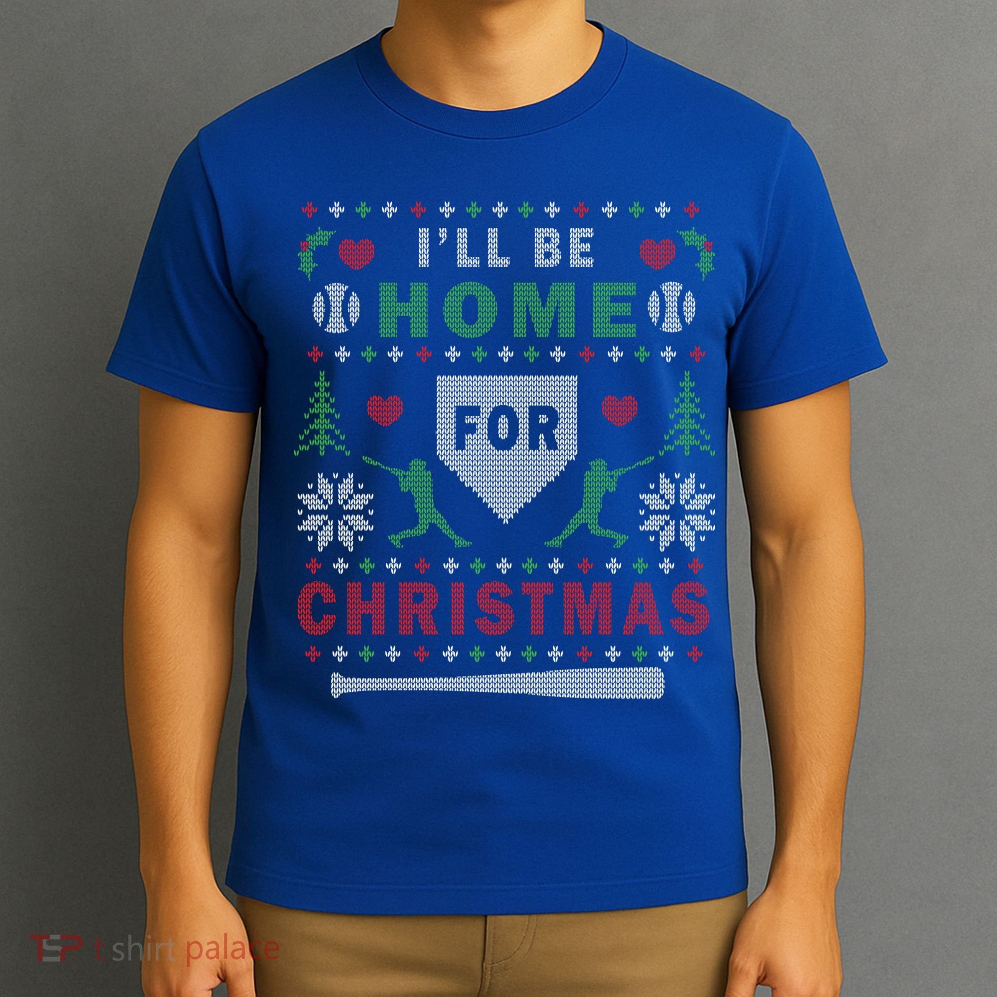 Be Home Baseball Ugly Christmas Sweater Pattern Gift T-Shirt