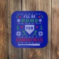 Be Home Baseball Ugly Christmas Sweater Pattern Gift Coaster thumb 0