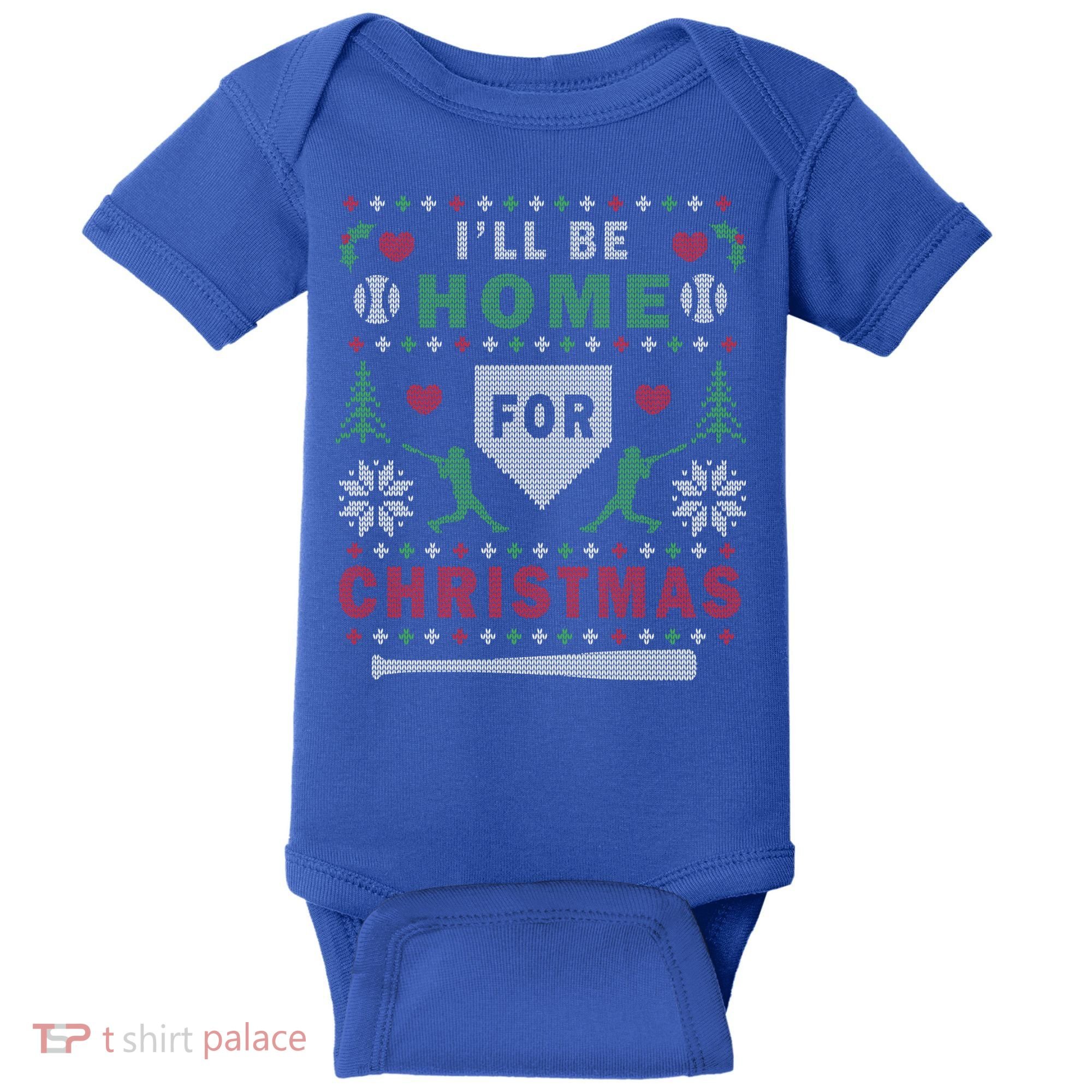 Be Home Baseball Ugly Christmas Sweater Pattern Gift Baby Bodysuit