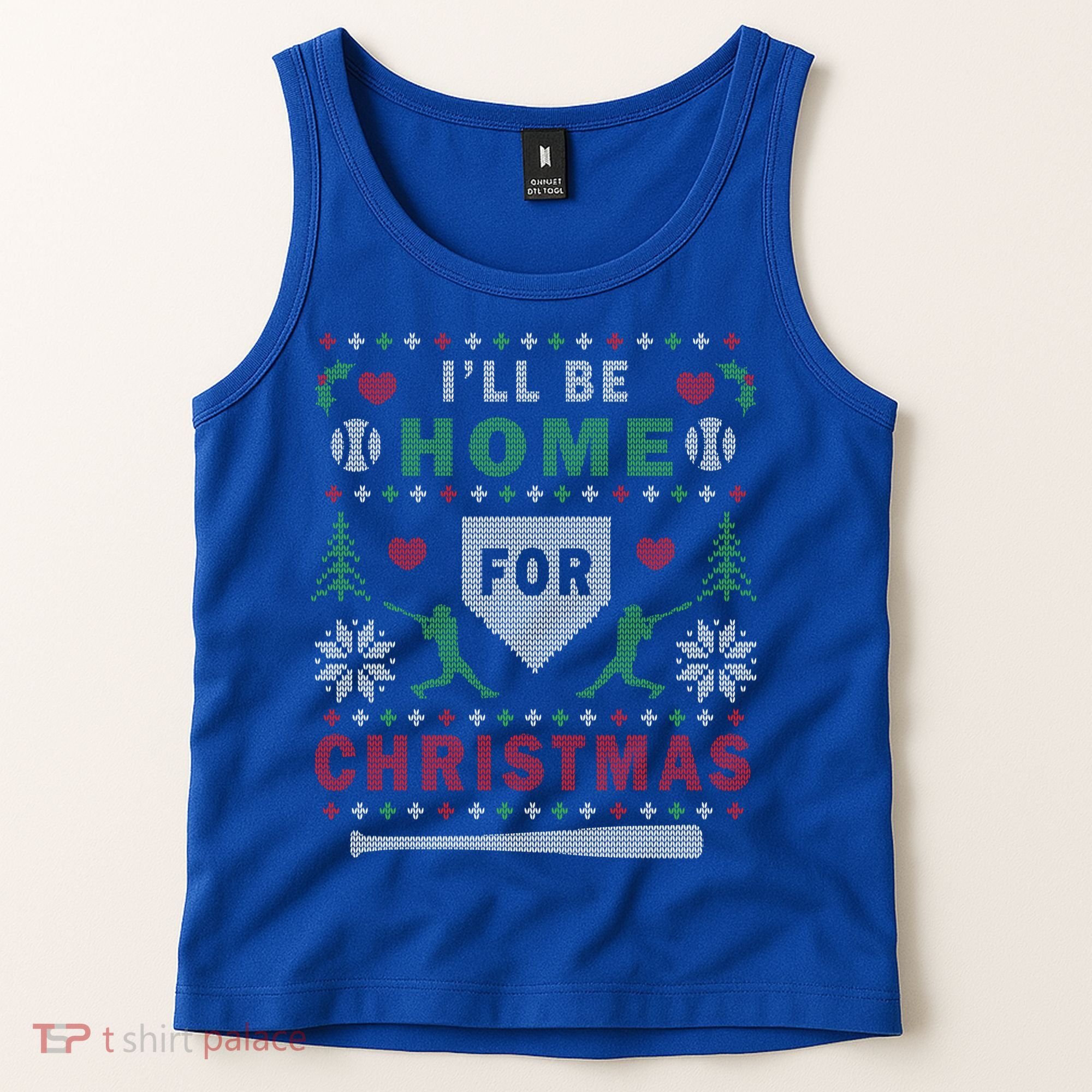 Be Home Baseball Ugly Christmas Sweater Pattern Gift Tank Top