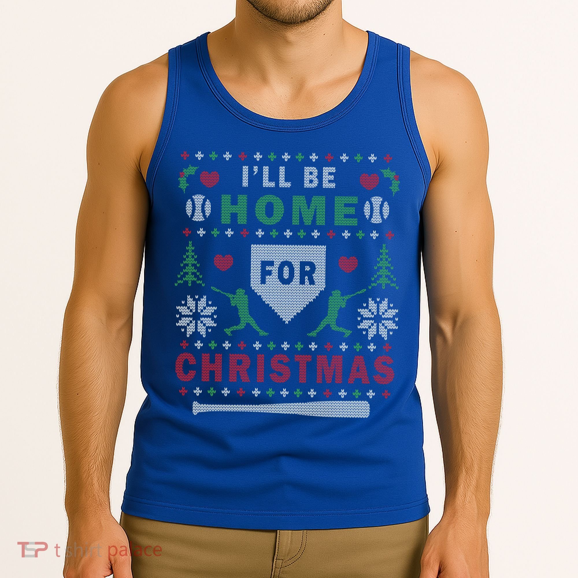 Be Home Baseball Ugly Christmas Sweater Pattern Gift Tank Top