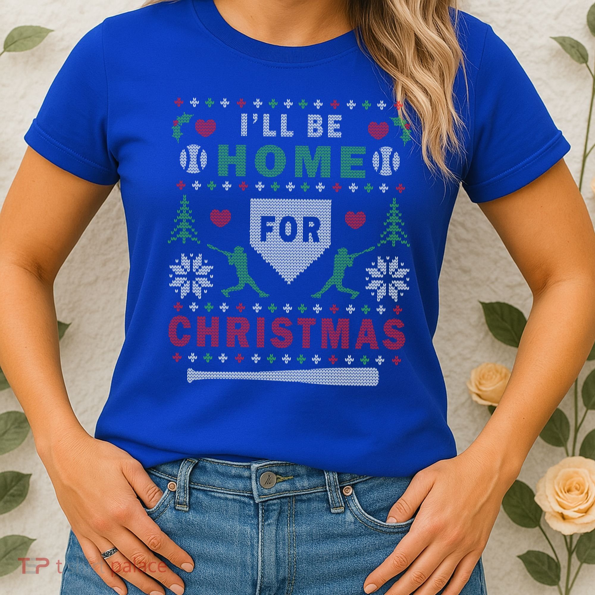 Be Home Baseball Ugly Christmas Sweater Pattern Gift Women's T-Shirt