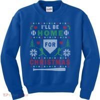 Be Home Baseball Ugly Christmas Sweater Pattern Gift Kids Sweatshirt thumb 0