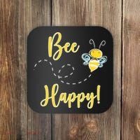 Bee Happy Bumblebee Cute Gift Coaster thumb 0