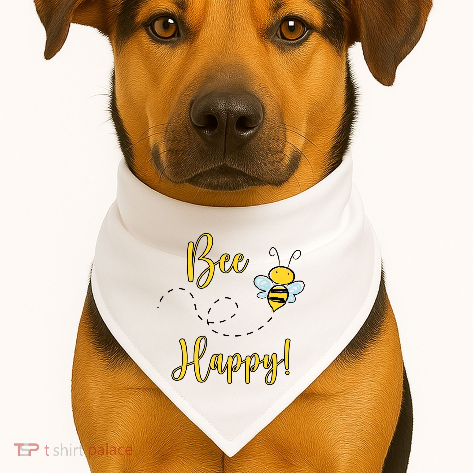 Bee Happy Bumblebee Cute Gift USA-Made Doggie Bandana