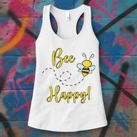 Bee Happy Bumblebee Cute Gift Women's Tank Top thumb 3