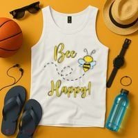 Bee Happy Bumblebee Cute Gift Tank Top thumb 4