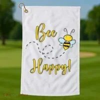 Bee Happy Bumblebee Cute Gift Golf Towel thumb 1