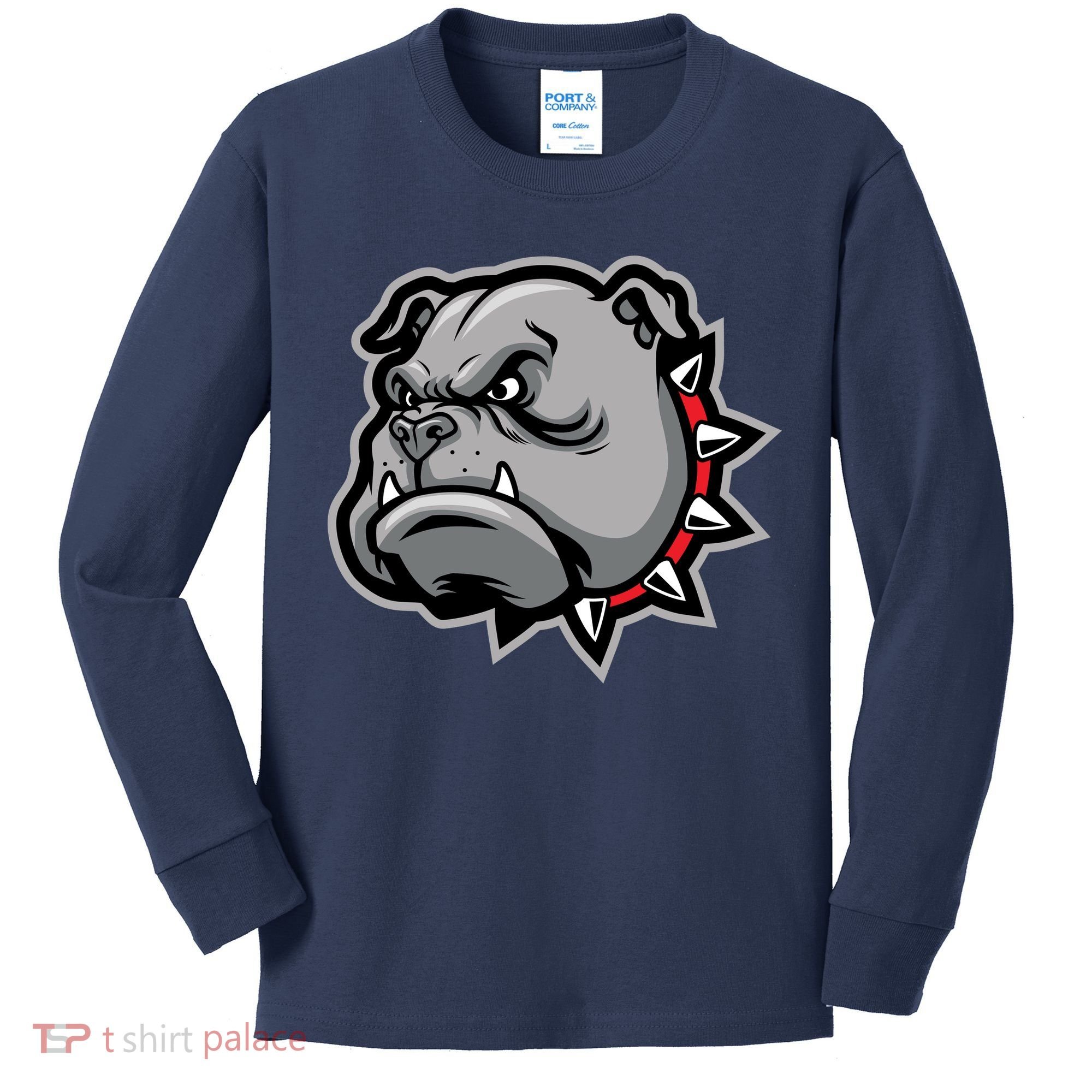 Bulldog Head Kids Long Sleeve Shirt