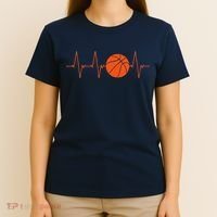 Basketball Heartbeat Bball Gift T-Shirt thumb 4