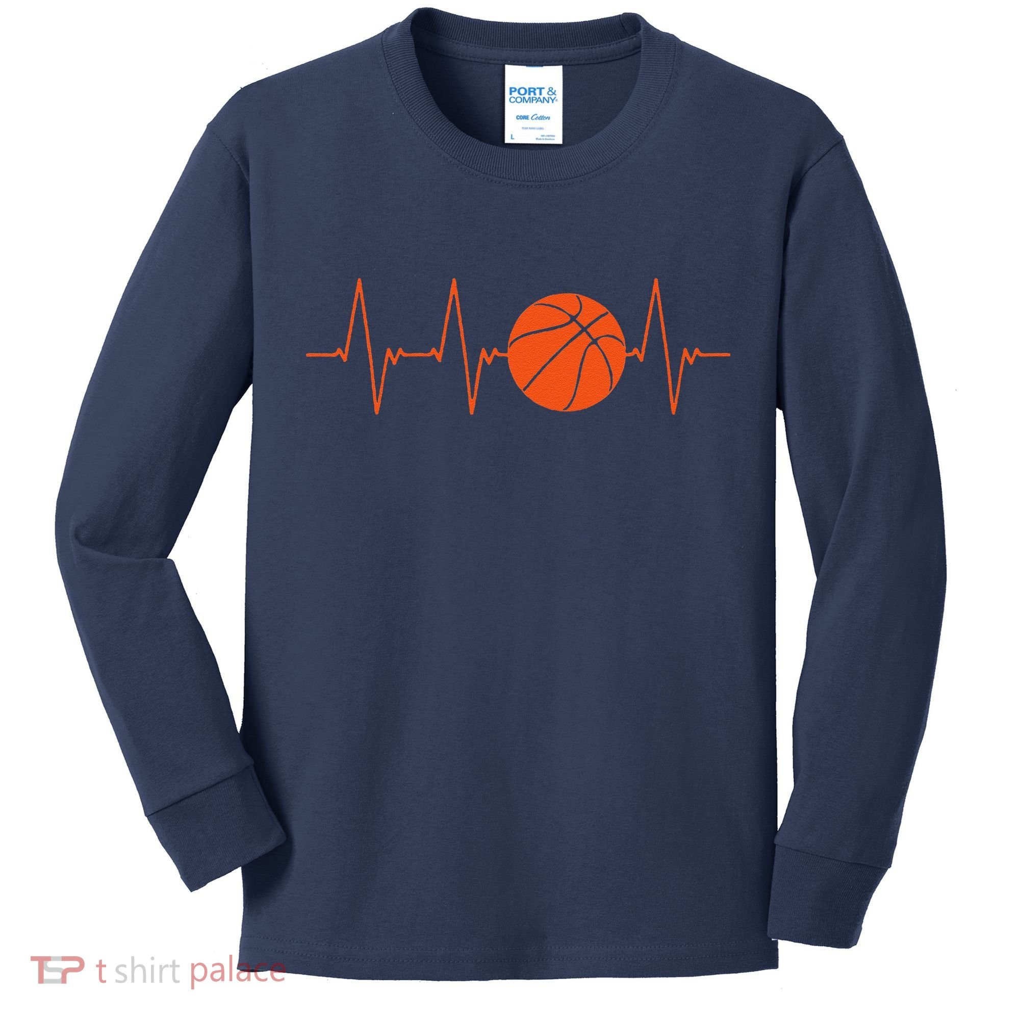 Basketball Heartbeat Bball Gift Kids Long Sleeve Shirt